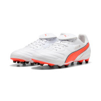 PUMA King Liga Grass/Artificial Grass Football Boots (MG) White Orange Black
