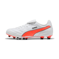 PUMA King Liga Gras / Kunstgras Voetbalschoenen (MG) Wit Oranje Zwart