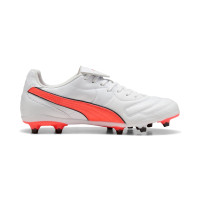PUMA King Liga Gras / Kunstgras Voetbalschoenen (MG) Wit Oranje Zwart