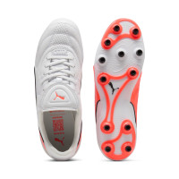 PUMA King Liga Gras / Kunstgras Voetbalschoenen (MG) Wit Oranje Zwart