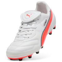 PUMA King Liga Gras / Kunstgras Voetbalschoenen (MG) Wit Oranje Zwart