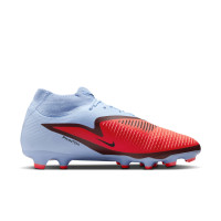 Nike Phantom 6 High Academy Grass/Artificial Grass Football Boots (MG) Light Blue Bright Red Black