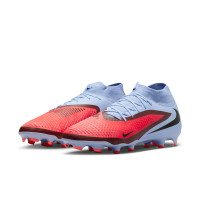 Nike Phantom 6 High Academy Grass/Artificial Grass Football Boots (MG) Light Blue Bright Red Black