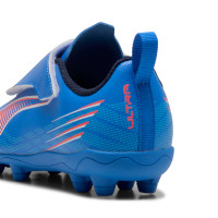 PUMA Ultra 6 Play V Gras / Kunstgras Voetbalschoenen (MG) Kids Blauw Wit Felrood