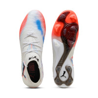 PUMA Future 8 Ultimate Gras Voetbalschoenen (FG) Wit Felrood Blauw