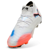 PUMA Future 8 Ultimate Gras Voetbalschoenen (FG) Wit Felrood Blauw
