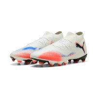 PUMA Future 8 Pro Gazon Naturel Artificiel Chaussures de Foot (MG) Blanc Rouge Vif Bleu