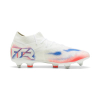 PUMA Future 8 Match Iron Nop Football Boots (SG) White Bright Red Blue