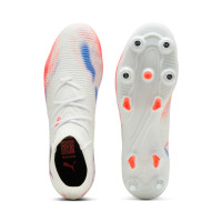 PUMA Future 8 Match Iron Nop Football Boots (SG) White Bright Red Blue
