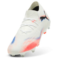 PUMA Future 8 Match Iron Nop Football Boots (SG) White Bright Red Blue