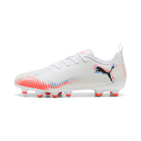 PUMA Future 8 Play Grass/Artificial Grass Football Boots (MG) Kids White Bright Red Blue
