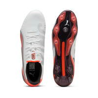 PUMA King Ultimate Gras / Kunstgras Voetbalschoenen (MG) Wit Felrood Zwart