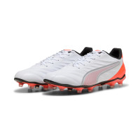 PUMA King Pro Grass/Artificial Grass Football Boots (MG) White Bright Red Black
