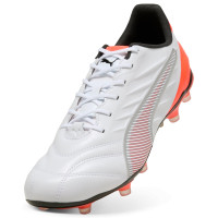PUMA King Pro Grass/Artificial Grass Football Boots (MG) White Bright Red Black