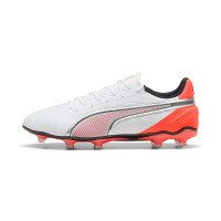 PUMA King Match Grass/Artificial Grass Football Boots (MG) White Bright Red Black