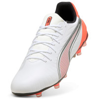 PUMA King Match Grass/Artificial Grass Football Boots (MG) White Bright Red Black