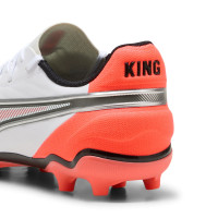 PUMA King Match Gras / Kunstgras Voetbalschoenen (MG) Kids Wit Felrood Zwart
