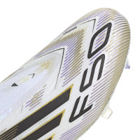 adidas F50 Elite Veterloze Gras Voetbalschoenen (FG) Wit Zwart Goud