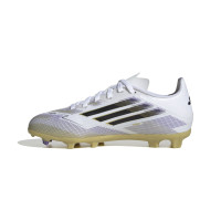 adidas F50 League Grass/Artificial Grass Football Boots (MG) Kids White Black Gold