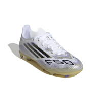adidas F50 League Grass/Artificial Grass Football Boots (MG) Kids White Black Gold