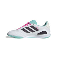adidas Super Sala III Indoor Football Boots (IN) White Black Turquoise Pink