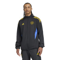 adidas Manchester United Presentatie Trainingspak Full-Zip 2025-2026 Zwart Blauw Geel