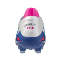 Mizuno Morelia Neo IV Beta Japan Gras Voetbalschoenen (FG) Wit Blauw Roze