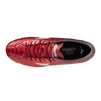 Mizuno Morelia Neo IV Pro Gras Voetbalschoenen (FG) Rood Zilver Zwart