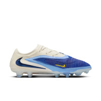 Nike Phantom 6 Low Elite Gras Voetbalschoenen (FG) Wit Blauw Geel