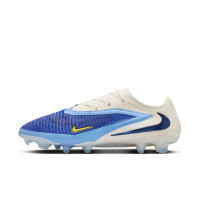 Nike Phantom 6 Low Elite Gras Voetbalschoenen (FG) Wit Blauw Geel