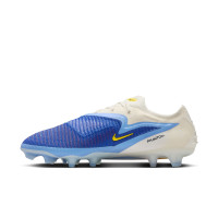Nike Phantom 6 Low Elite Gras Voetbalschoenen (FG) Wit Blauw Geel