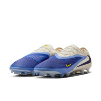 Nike Phantom 6 Low Elite Gras Voetbalschoenen (FG) Wit Blauw Geel