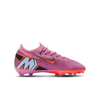 Nike Zoom Mercurial Vapor 16 Pro Gras Voetbalschoenen (FG) Kids Roze Felrood Lichtblauw