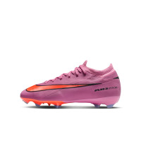Nike Zoom Mercurial Vapor 16 Pro Gras Voetbalschoenen (FG) Kids Roze Felrood Lichtblauw