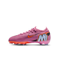 Nike Zoom Mercurial Vapor 16 Pro Gras Voetbalschoenen (FG) Kids Roze Felrood Lichtblauw
