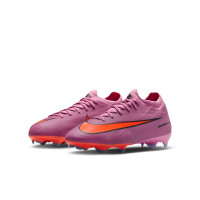 Nike Zoom Mercurial Vapor 16 Pro Gras Voetbalschoenen (FG) Kids Roze Felrood Lichtblauw