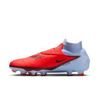Nike Phantom 6 High Pro Gras Voetbalschoenen (FG) Lichtblauw Felrood Zwart