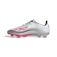 adidas F50 Messi Pro Gras Voetbalschoenen (FG) Wit Zilver Rood