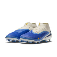 Nike Phantom 6 High Academy Grass/Artificial Grass Football Boots (MG) White Blue Yellow