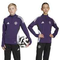 adidas Manchester United Trainingspak 1/4-Zip 2025-2026 Kids Paars Zwart Wit