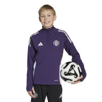 adidas Manchester United Trainingspak 1/4-Zip 2025-2026 Kids Paars Zwart Wit