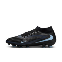 Nike Phantom 6 High Academy Grass/Artificial Grass Football Boots (MG) Black Light Blue