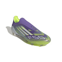 adidas F50 Elite Veterloze Gras Voetbalschoenen (FG) Paars Wit Neongeel
