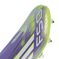 adidas F50 Elite Laceless Iron Stud Football Boots (SG) Purple White Neon Yellow