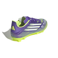 adidas F50 League Grass/Artificial Grass Football Boots (MG) Kids Purple White Neon Yellow