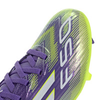 adidas F50 League Grass/Artificial Grass Football Boots (MG) Kids Purple White Neon Yellow
