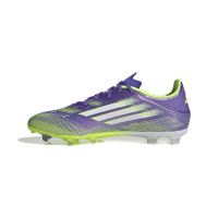 adidas F50 League Gras / Kunstgras Voetbalschoenen (MG) Paars Wit Neongeel