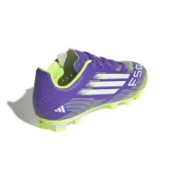 adidas F50 Club Grass/Artificial Grass Football Boots (MG) Kids Purple White Neon Yellow