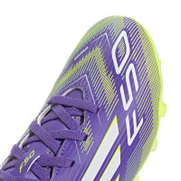 adidas F50 Club Grass/Artificial Grass Football Boots (MG) Kids Purple White Neon Yellow