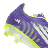 adidas F50 Club Grass/Artificial Grass Football Boots (MG) Kids Purple White Neon Yellow